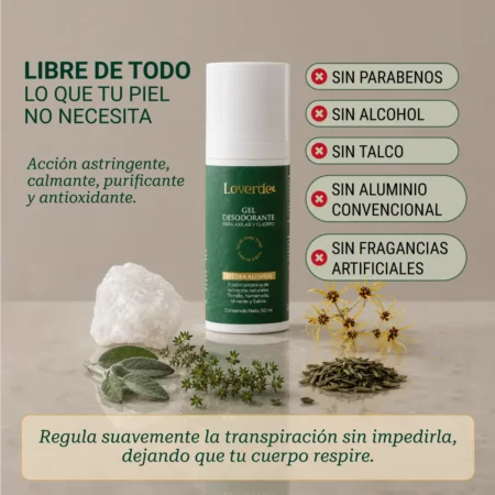 Loverde | Gel desodorante para axilas y cuerpo con Piedra Alumbre
